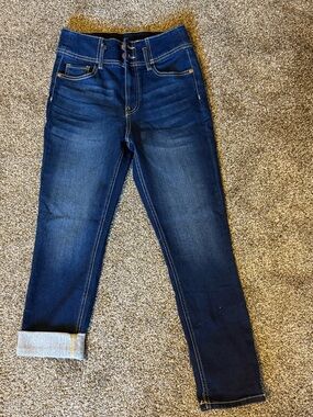 No Boundaries Dark Blue High-Rise Cropped Jeans
